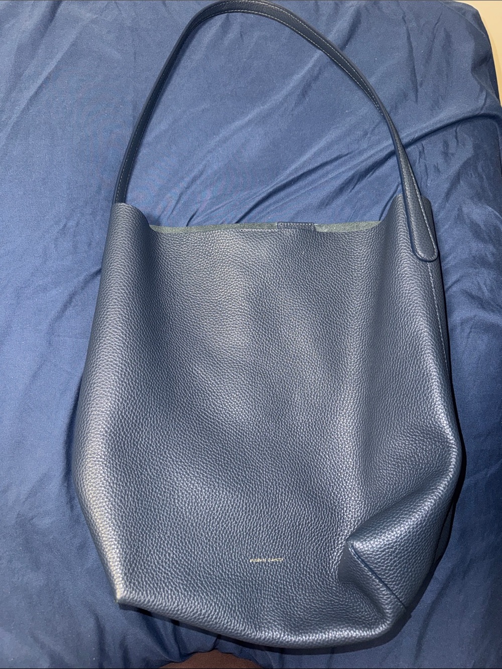 Mansur Gavriel Navy Leather Shoulder Tote Bag